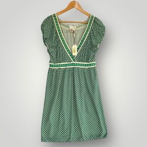 Green Printed Wrap-Style Women's Dress